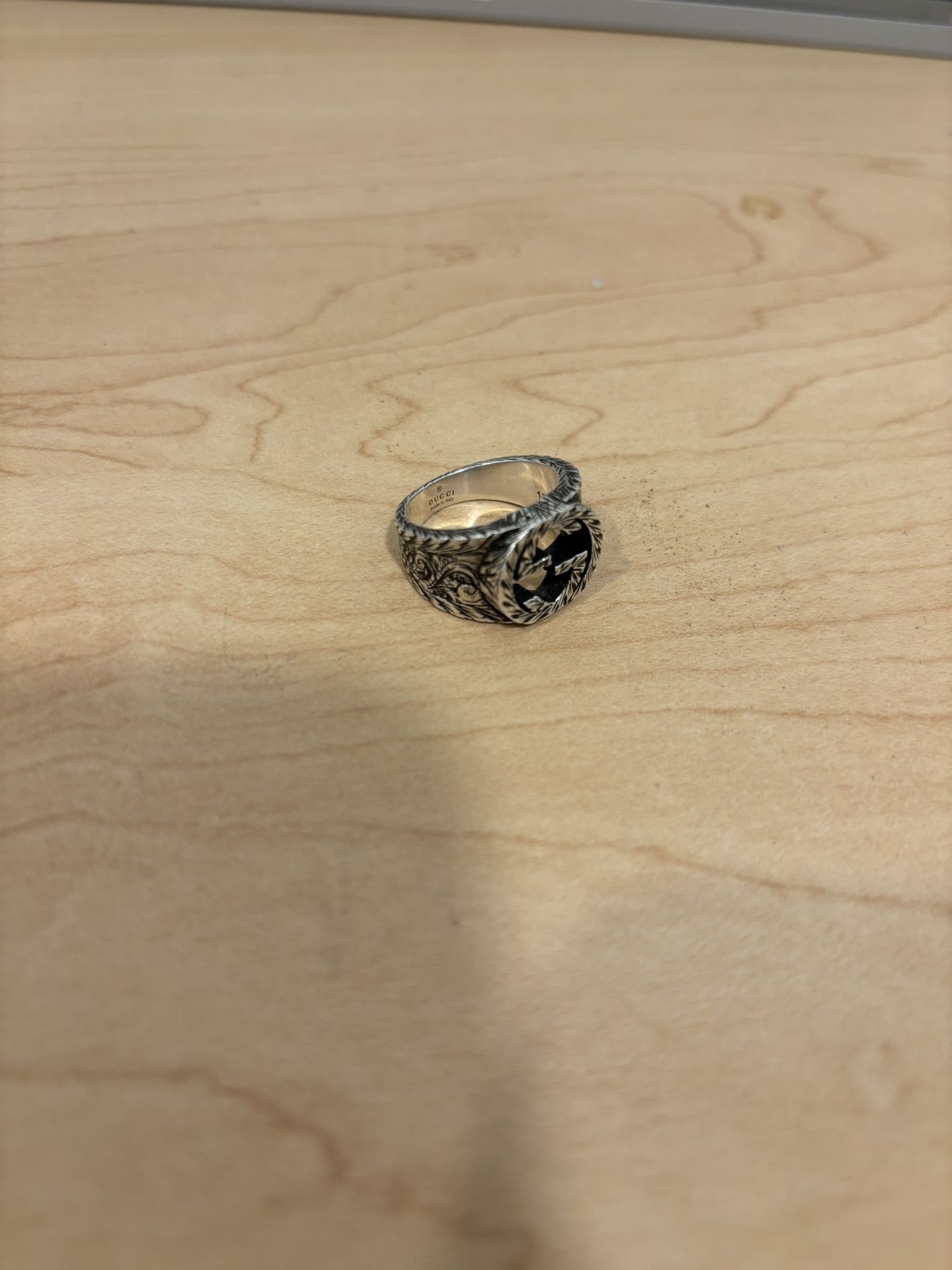Silver Gucci Ring With Interlocking G Insignia