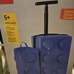 Brand new never open Lego suit case and bCk pack