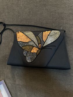 Black Butterfly Glitter Vintage Purse 