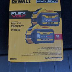 NEW IN BOX. Dewalt 20V 9ah Battery Pack Of 2