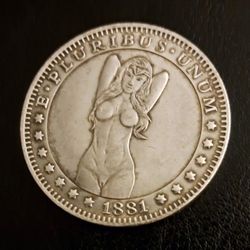 Risque Art Carved 1881-CC Morgan Silver Dollar From Carson City Mint 