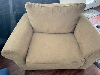 Oversized Beige Fabric Accent Chair