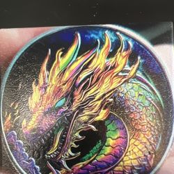 Colorized Morgan Silver Dollar – Dragon Design Reverse Mint Mark: D (Denver Mint)