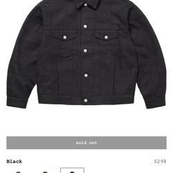 SUPEME Jacquard Logos Denim Trucker Jacket  BLACK mediums 