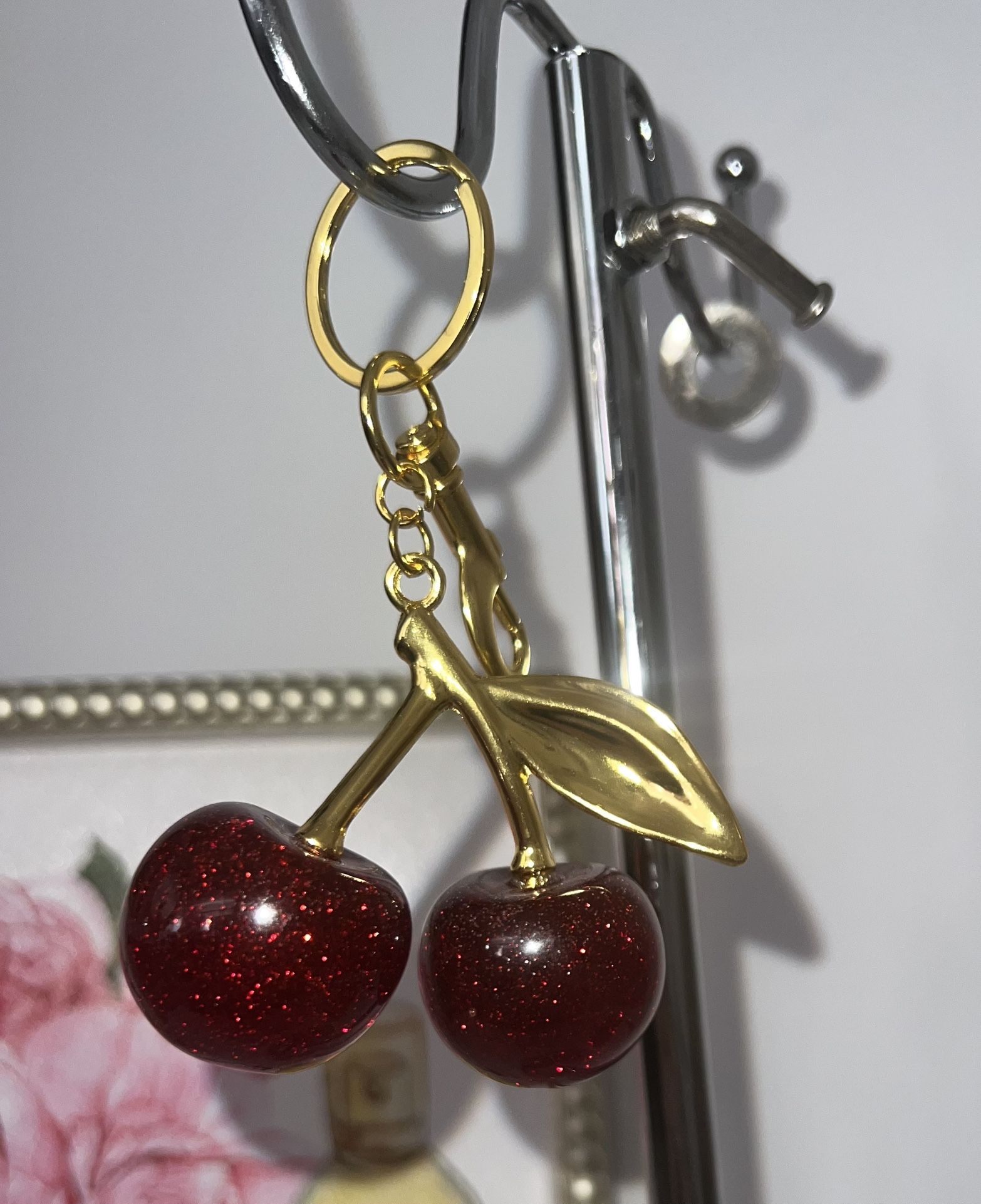 Cherry π Bag Charm Keychain