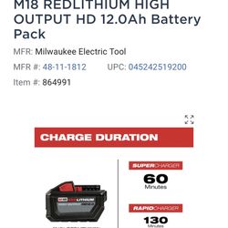 12.0 High Output Battery And Charger Kit 