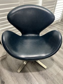 Swivel Navy Blue Leather Chair