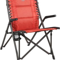 TIMBER RIDGE Heavy Duty Collapsible Padded Armrests Cup Holder Foldable Outdoor Lounge Chairs for Beach, Fishing, Lawn, 22.24" x 18.31" x 35.43", Red

