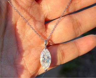5ct marquise cut real Moissanite stone vvs1 necklace 16-18”
