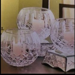 Home Interiors Heirloom Crystal Candle Bowl, 6" New 