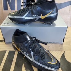 Nike Phantom GT Elite DF FG Black Metallic Gold  Mens Size 5.5  Women's Size 7