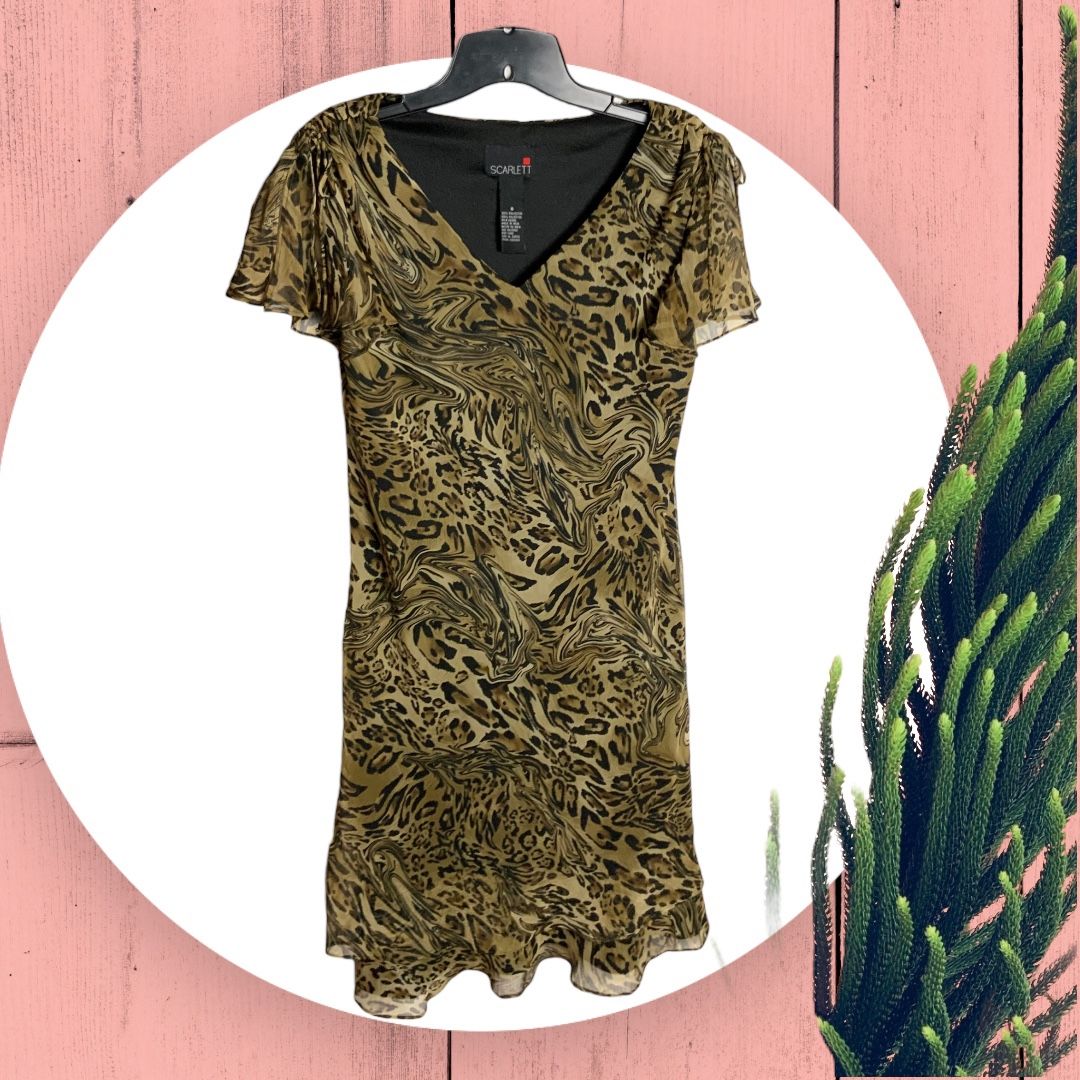 Scarlett Black & Golden Brown Swirl Leopard Print Wm 8