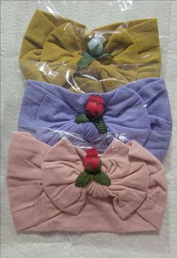 Baby Bow Headbands with Flower Detail – Set of 3