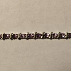 Vintage Pale Amethyst And Silver S-Link Tennis Bracelet