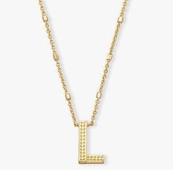 Kendra Scott Letter L Pendant Necklace for Women, Fashion Jewelry, 14k Gold-Plated Brass