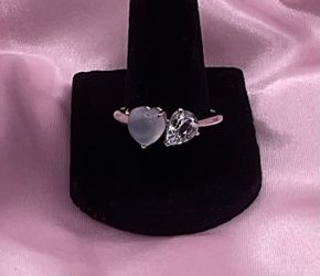 Rhodium Over Sterling Silver, Blue Dreamy Aquamarine & Aquamarine Size 9 3/4 Ring