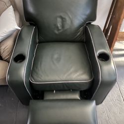 Green leather home theater recliner
