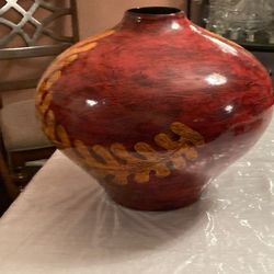 Big Floor Burgundy Red Lacquerware Vase. Vietnam 