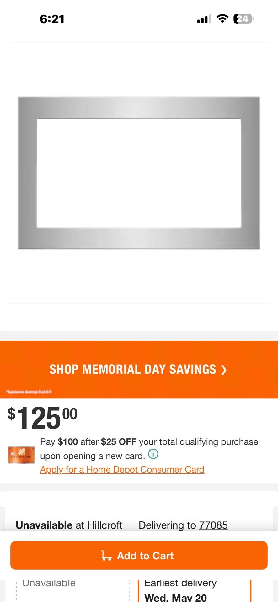 BRAND NEVER INSTALL WHIRLPOOL ANTI-FINGERPRINT STAINLESS STEEL MICROWAVE OVEN TRIM KIT PICK UP AT 16800 AMY RIDGE RD 77053 PLEASE MESSAGE BEFORE COMIN
