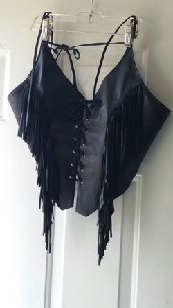 Ladies genuine leather halter top