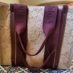 Chloe Woody Medium Canvas Embroidery Bag