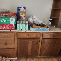 3 Cabinets, A Tall Cabinet, And A Very Small Cabinet With Quartz