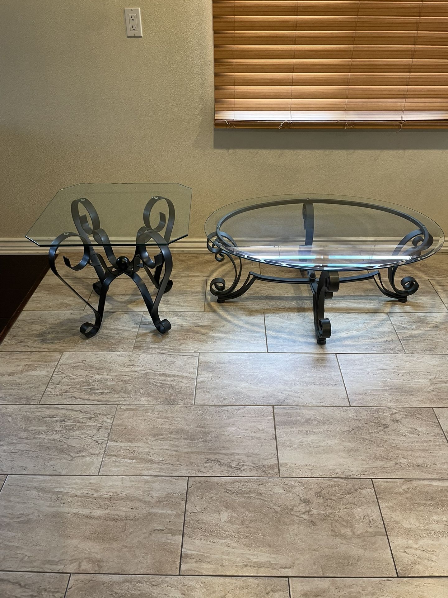 Living Room Glass Coffee Table & End Table