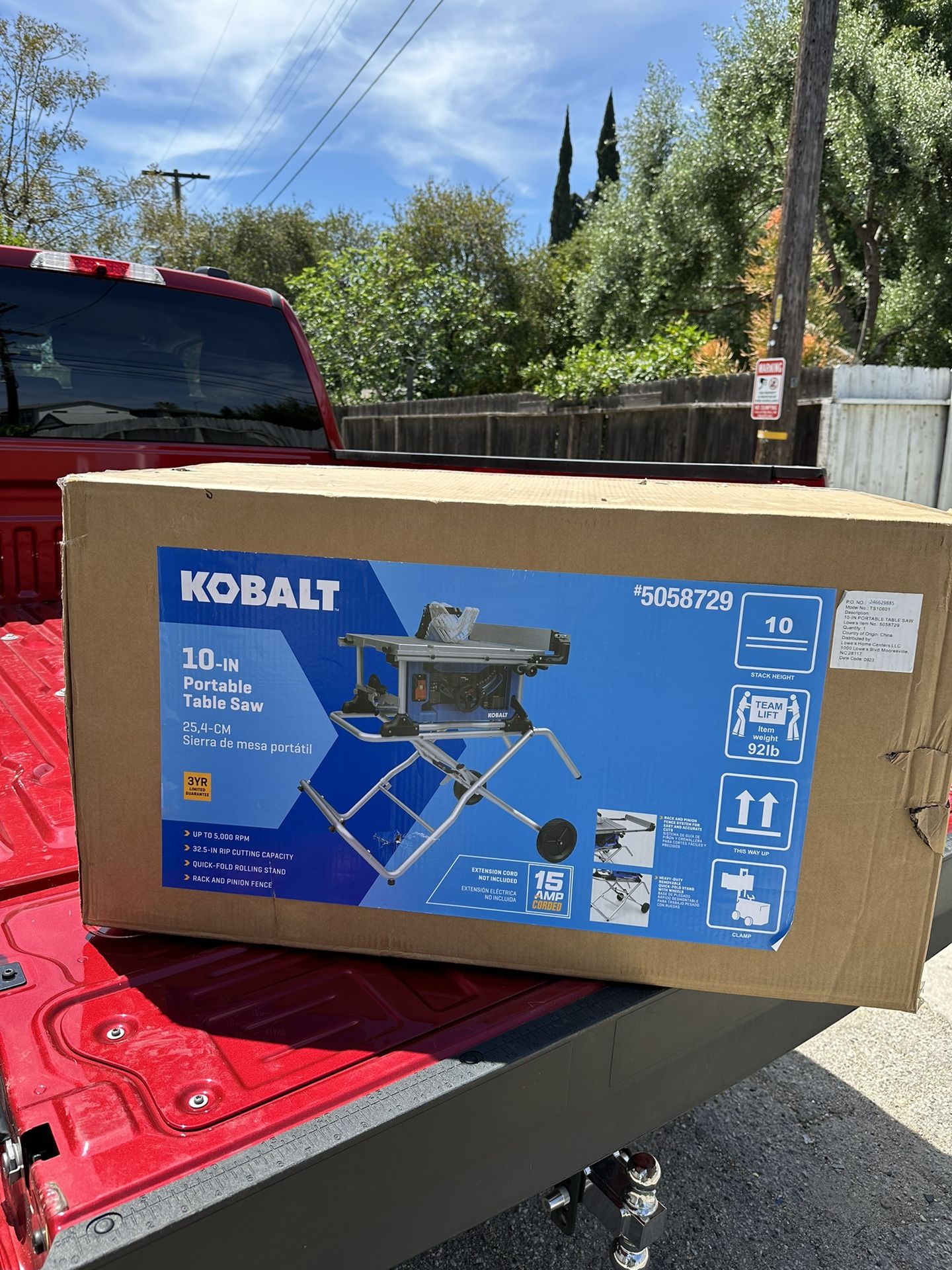 Brand New  KOBALT 10”portable Table Saw 