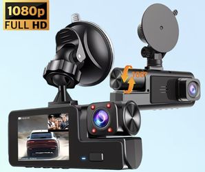 Dash Camera for Cars FHD1080P 2 Channels 360° Dash Cam Car DVR 170° Large Wide Angle Car Recorder Super Night Vision Loop Recording G-Sensor APP Tacho