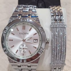 Elgin Men's Watch And Bracelet 