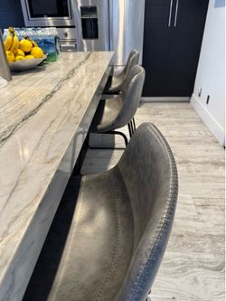 3 leather Barstool chairs