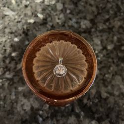 Cubic Zirconium Silver Toned Pendant 