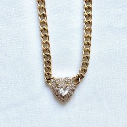 Brandy Melville Diamond Shaped Heart Gold Chain Necklace 