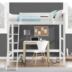 White Twin Size Loft Bed 
