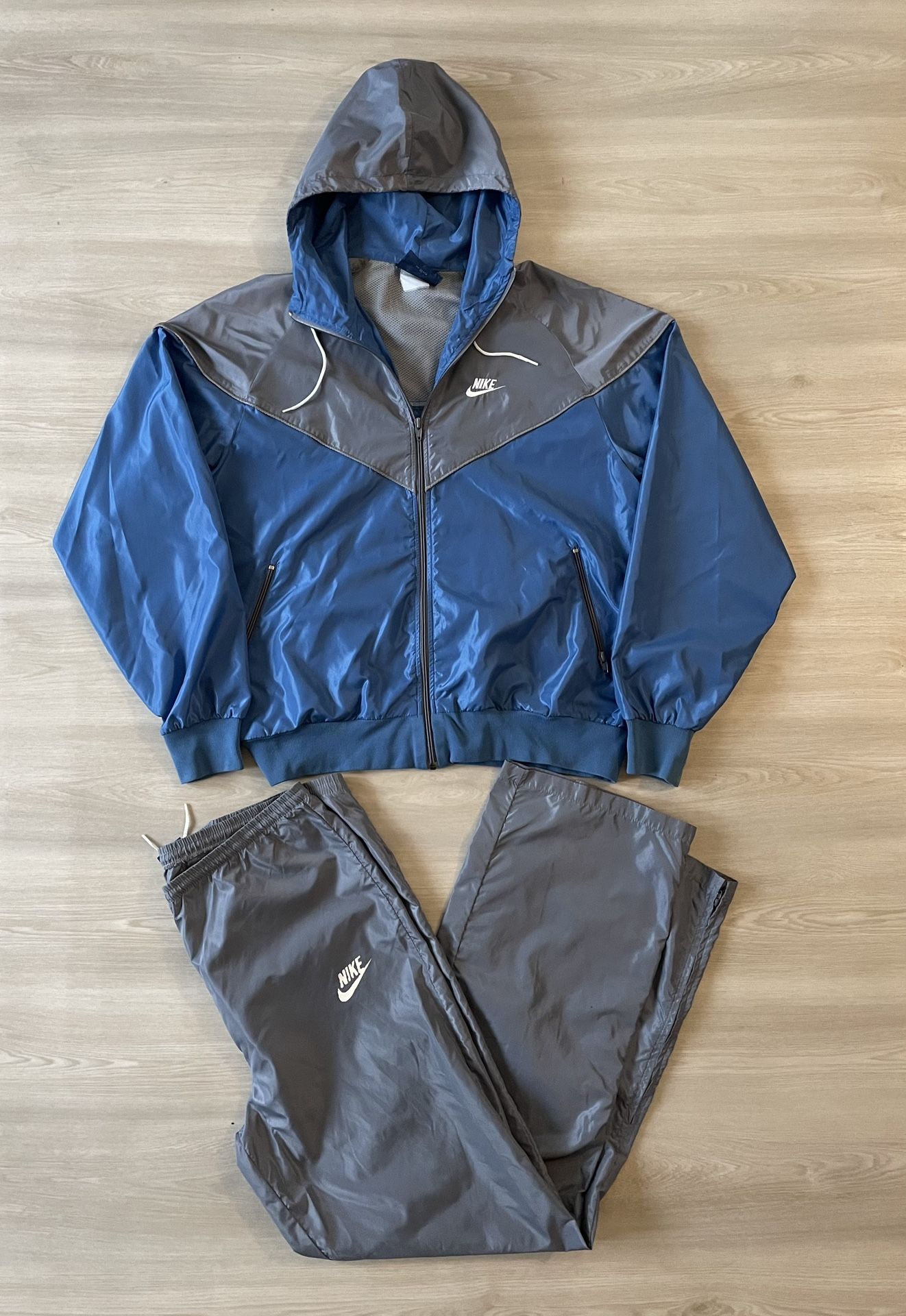 Vintage 80s Nike Track Suit Jacket Pants Set Windbreaker Color Block Set Mens XL