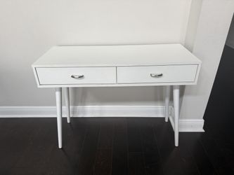 White Console Table / Desk with Drawers – Modern Minimal