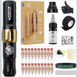 Dragonhawk Atom2 Wireless Tattoo Machine Kit, 111g Lightweight Tattoo Pen
