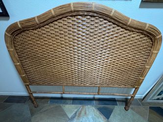 Queen bed set - wicker headboard and 2 nightstands and bedframe