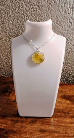 Round Yellow Flower Pendant Necklace