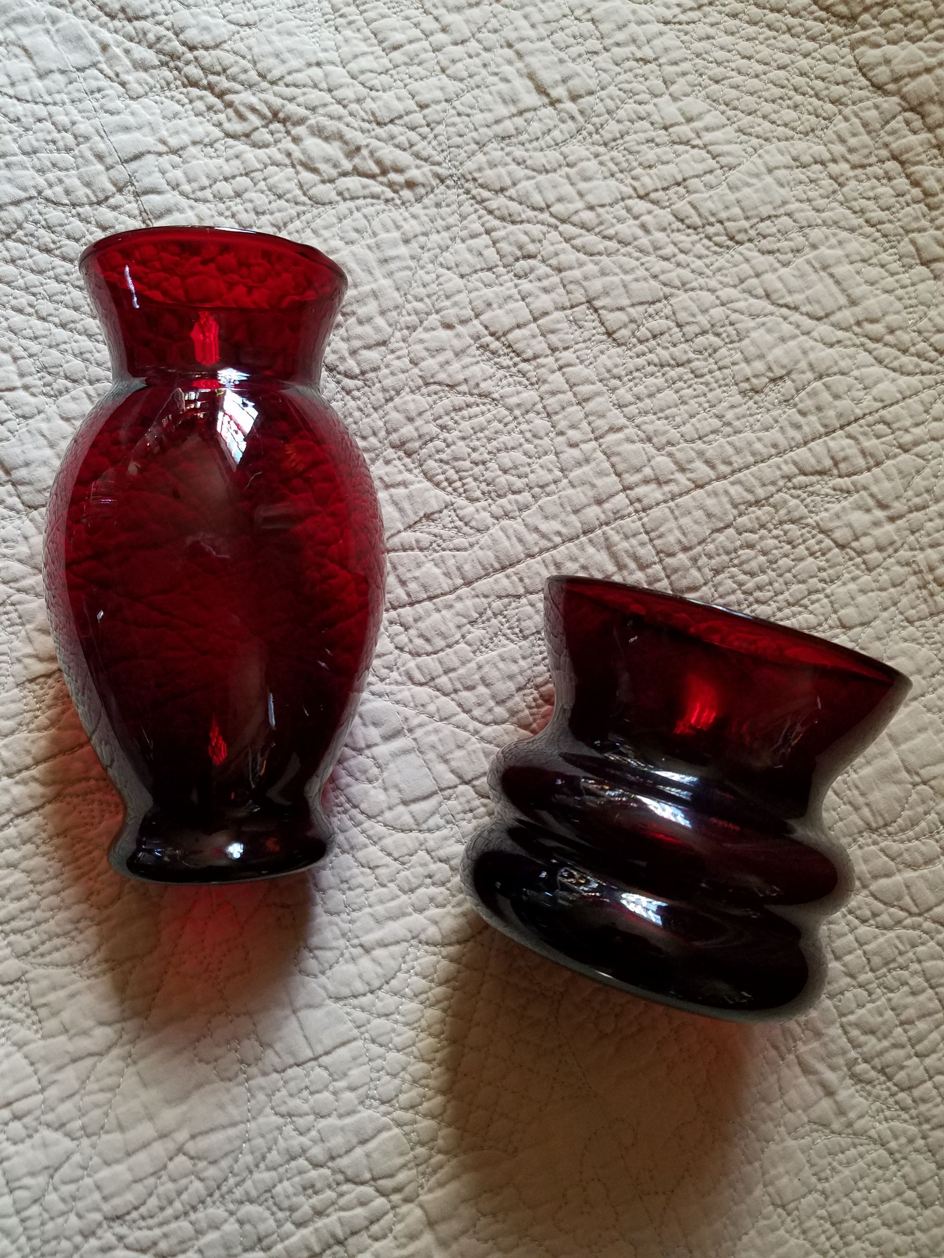 Antique Ruby glass vases