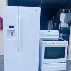 Side By Side And Stove White Glass Top