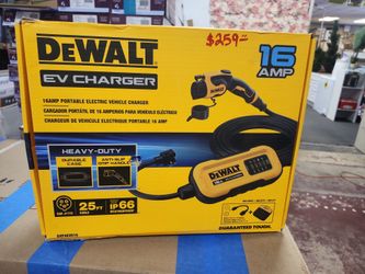 DEWALT
Level-2 Portable Electric Vehicle EV Charger up to 16 Amps, 120-240-Volt AC 3.8 KW, 25 Ft. Cable, Weatherproof