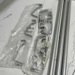 Silver/Gray Curtain Rods & Brackets Bundle - Great Deal!