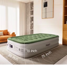 Zearna Twin Air Mattress w/ Built-In Electric Pump – 18” Raised