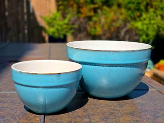 Chef’s Counter Turquoise Ceramic Mixing Bowls – Set of 2