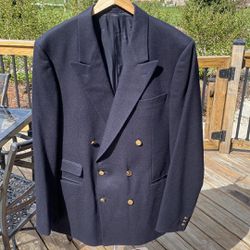 Mens Burberry Blazer XL Burberry Double Breasted Blazer Blue Gold tone logo buttons, for Sale in Sterling Heights, MI - OfferUp