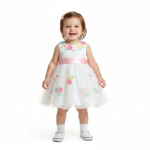 Little Me Baby Girls Floral Dress - White, 12 Months
