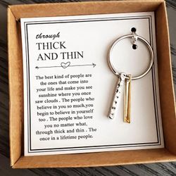 💕 Thick And Thin Friendship Keychain Best Friend BFF Keychain Soul Sister Thank You Gift