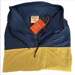 SUPERDRY RETRO Cropped Spliced Women’s Windbreaker Jacket Blue Yellow NWT