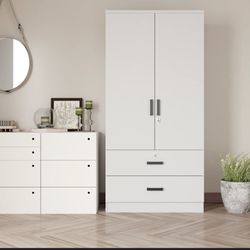 Scottie Armoire 2-Door Wardrobe with 2-Drawers New Design